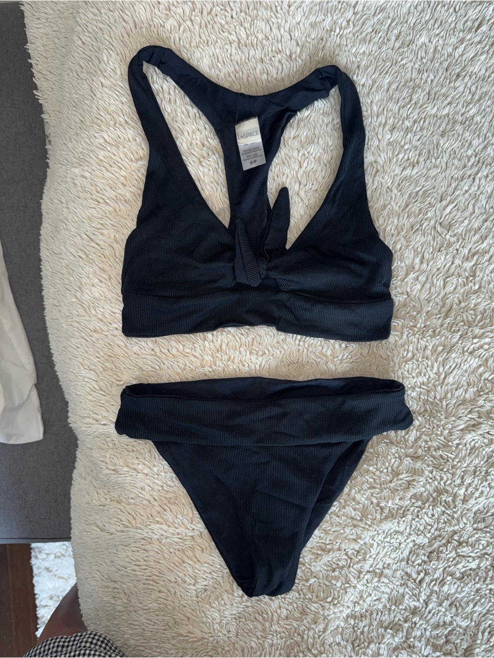 L*Space Black Knot-Front Ribbed Bikini Set - Women